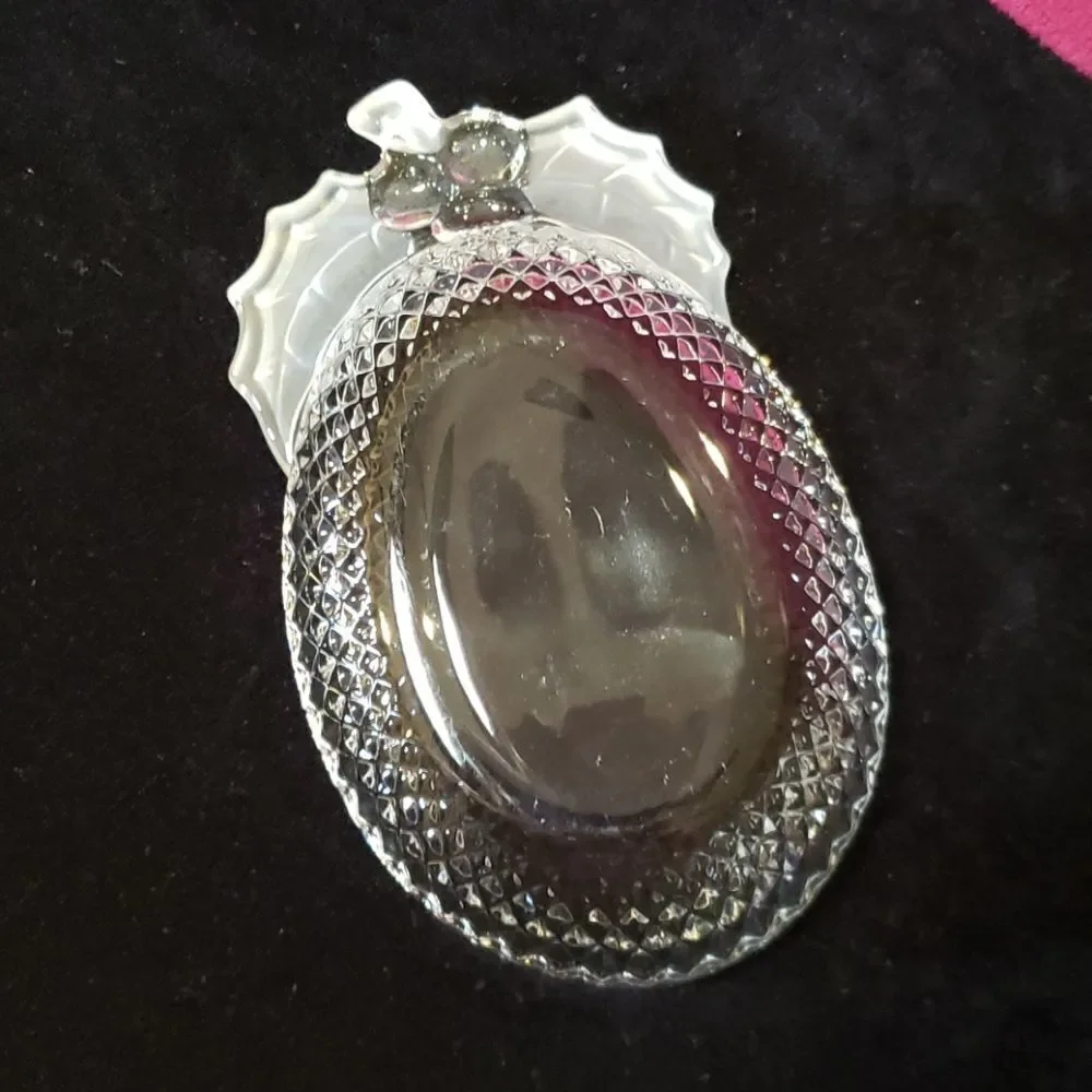 Small Crystal Cut Glass Holly Berries Candy Dish